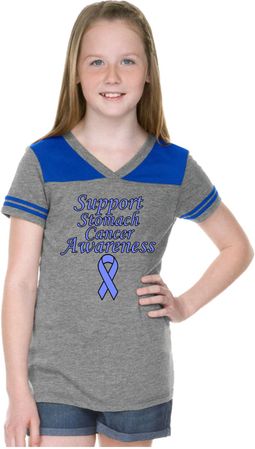 Support Stomach Cancer Awareness Girls Football Tee