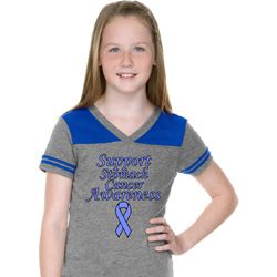 Support Stomach Cancer Awareness Girls Football Tee