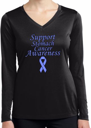 Support Stomach Cancer Awareness Ladies Dry Wicking Long Sleeve