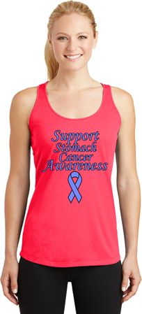 Support Stomach Cancer Awareness Ladies Dry Wicking Racerback