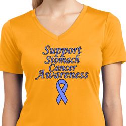 Support Stomach Cancer Awareness Ladies Dry Wicking V-neck