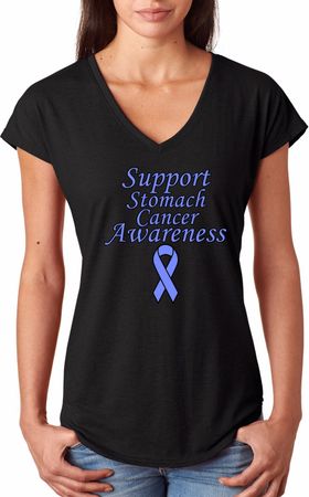 Support Stomach Cancer Awareness Ladies Tri Blend V-neck