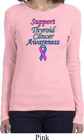 Support Thyroid Cancer Awareness Ladies Long Sleeve