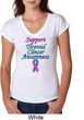 Support Thyroid Cancer Awareness Ladies Tri Blend V-neck