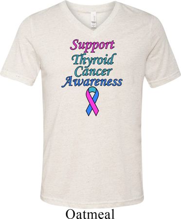 Support Thyroid Cancer Awareness Tri Blend V-neck