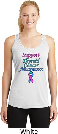 Support Thyroid Cancer Ladies Dry Wicking Racerback