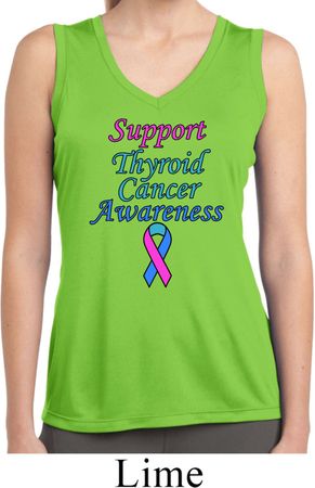 Support Thyroid Cancer Ladies Dry Wicking Sleeveless Shirt