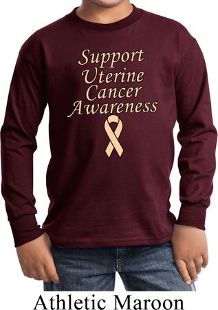 Support Uterine Cancer Awareness Kids Long Sleeve