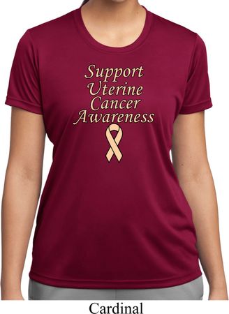 Support Uterine Cancer Awareness Ladies Dry Wicking T-shirt