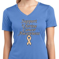 Support Uterine Cancer Awareness Ladies Dry Wicking V-neck Support Uterine Cancer Awareness Ladies Dry Wicking V-neck