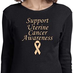 Support Uterine Cancer Awareness Ladies Long Sleeve Support Uterine Cancer Awareness Ladies Long Sleeve