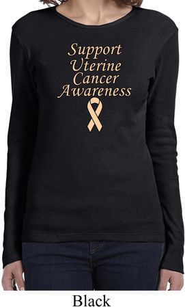 Support Uterine Cancer Awareness Ladies Long Sleeve