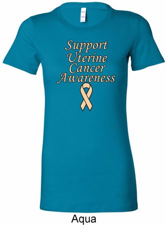Support Uterine Cancer Awareness Ladies Longer Length Shirt