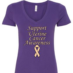 Support Uterine Cancer Awareness Ladies V-Neck Support Uterine Cancer Awareness Ladies V-Neck
