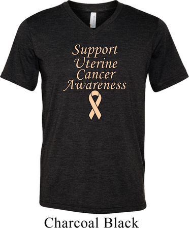 Support Uterine Cancer Awareness Tri Blend V-neck