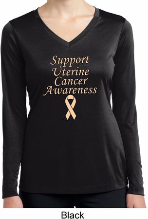 Support Uterine Cancer Ladies Dry Wicking Long Sleeve