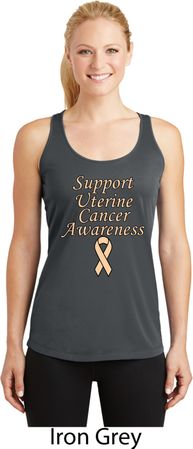 Support Uterine Cancer Ladies Dry Wicking Racerback