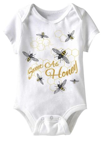 Sweet As Honey Funny Baby Romper White Infant Babies Creeper