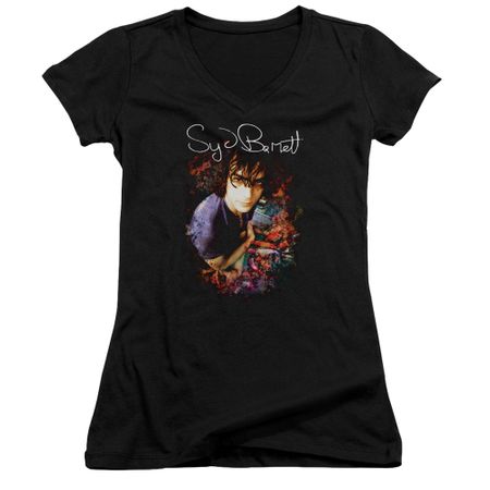 Syd Barrett Juniors V Neck Shirt Madcap Syd Black T-Shirt