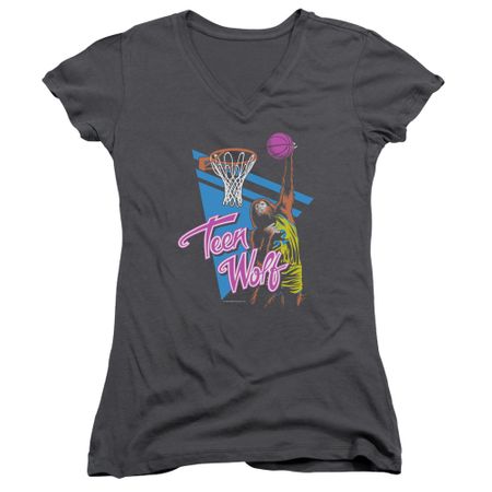 Teen Wolf Juniors V Neck Shirt Slam Dunk Charcoal Tee T-Shirt