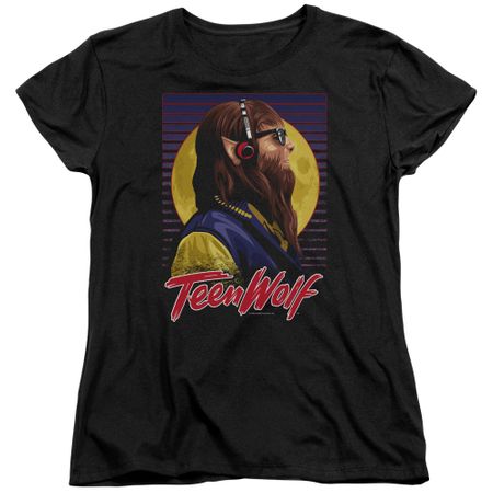Teen Wolf Womens Shirt Headphone Wolf 2 Black Tee T-Shirt