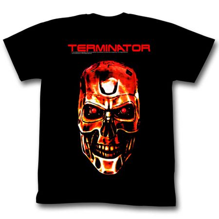 Terminator Shirt Fire Skull Black T-Shirt