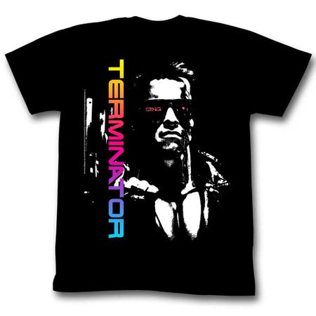 Terminator Shirt Rainbow Title Black T-Shirt