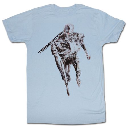 Terminator Shirt Sketch Light Blue T-Shirt