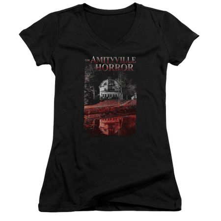 The Amityville Horror Juniors V Neck Shirt Cold Red Black T-Shirt