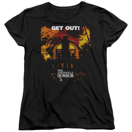 The Amityville Horror Womens Shirt Get Out Black T-Shirt
