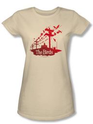 The Birds Juniors T-shirt Movie Birds On A Wire Cream Tee Shirt The Birds Juniors T-shirt Movie Birds On A Wire Cream Tee Shirt