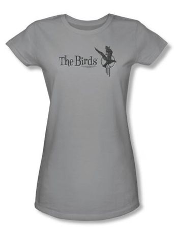 The Birds Juniors T-shirt Movie Distressed Logo Silver Tee Shirt