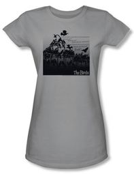 The Birds Juniors T-shirt Movie Evil Silver Tee Shirt The Birds Juniors T-shirt Movie Evil Silver Tee Shirt