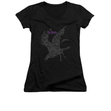 The Birds Shirt Juniors V Neck Poster Black Tee T-Shirt