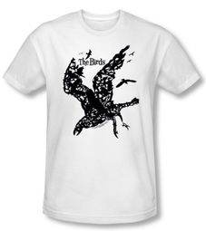 The Birds Slim Fit T-shirt Movie Title White Tee Shirt The Birds Slim Fit T-shirt Movie Title White Tee Shirt