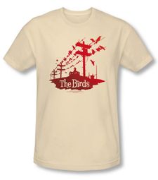 The Birds T-shirt Movie Birds On A Wire Adult Cream Tee Shirt The Birds T-shirt Movie Birds On A Wire Adult Cream Tee Shirt