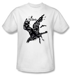 The Birds T-shirt Movie Title Adult White Tee Shirt The Birds T-shirt Movie Title Adult White Tee Shirt