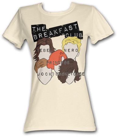 The Breakfast Club Juniors T-Shirt BFC Sterotypes Dirty White Tee