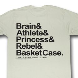 The Breakfast Club Shirt New Names Adult Dirty White Tee T-Shirt