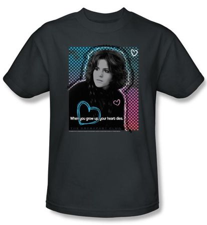 The Breakfast Club T-shirt Movie Heart Dies Adult Charcoal Tee Shirt