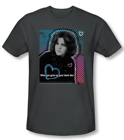 The Breakfast Club T-shirt Movie Heart Dies Charcoal Slim Fit Shirt