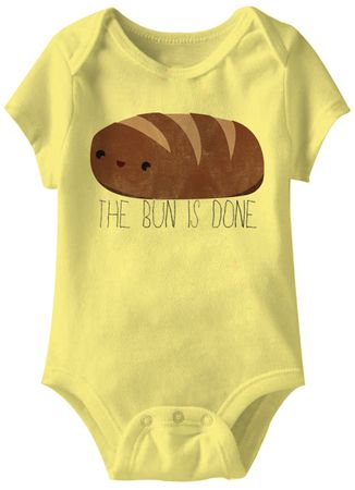 The Bun Is Done Funny Baby Romper Yellow Infant Babies Creeper