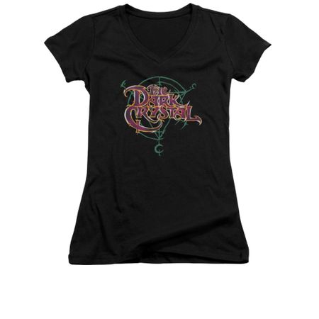 The Dark Crystal Shirt Juniors V Neck Symbol Logo Black Tee T-Shirt