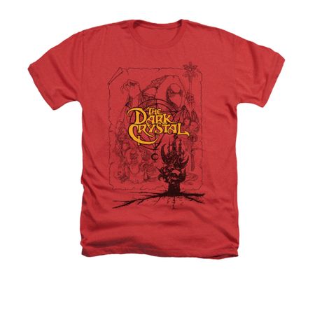 The Dark Crystal Shirt Poster Lines Adult Heather Red Tee T-Shirt
