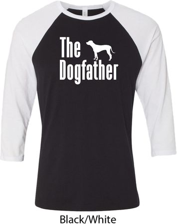 The Dog Father White Print Mens Raglan Shirt