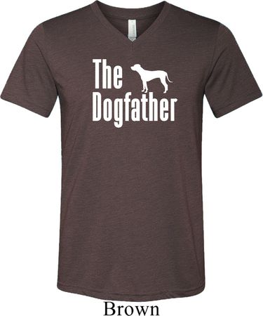 The Dog Father White Print Mens Tri Blend V-neck Shirt