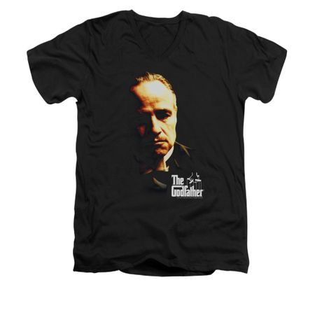 The Godfather Shirt Slim Fit V Neck Don Vito Black Tee T-Shirt