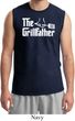 The Grillfather White Print Mens Muscle Shirt