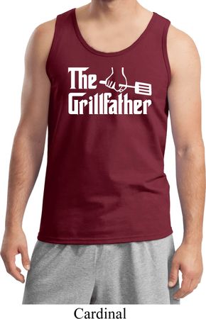 The Grillfather White Print Mens Tank Top