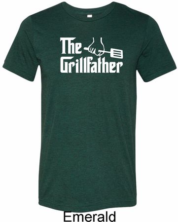 The Grillfather White Print Mens Tri Blend Crewneck Shirt